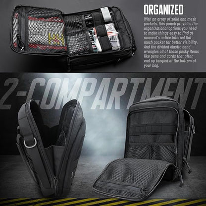 WYNEX Tactical Molle Admin Pouch, Utility EDC Pouch Organizer Modular Tool Pouch of Double Layer Design Medical EMT Attachment Bag Large Capacity with Elastic Webbing Insert Panel