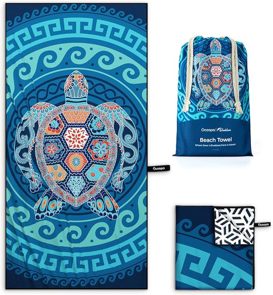 OCOOPA Microfiber Beach Towel Fast Drying, Extra Large 63" x 31" Sand Free Beach Towel Super Lightweight Towels for Swimming Pool, Camping, Picnic, Yoga Gym Sports
