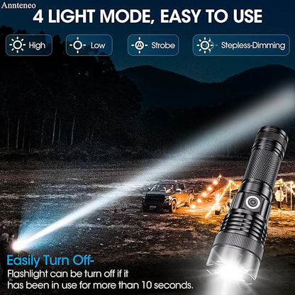 Flashlights High Lumens, 25000lm Super Bright Flashlight USB Rechargeable-1600Meter Long Beam LED Flashlights(Included Battery)- Zoomable Spotligh Flash Light Waterproof for Home Emergency Camping