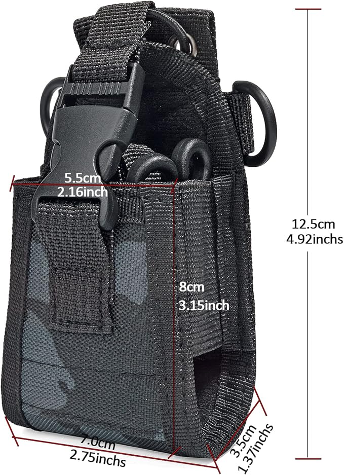 HYS Radio Holster with Strap, Walkie Talkie Pouch Nylon Case Holder, Shoulder Strap fits for GPS Radio, Motorola GP88S baofeng UV82 Midland Icom Two Way Radio