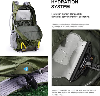 MOUNTAINTOP 40L Hiking Backpack Travel Daypack with Rain Cover for Outdoor Backpacking, Camping
