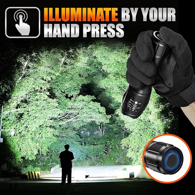 Dream Master 2 Pack LED Flashlights High Lumens with 6 AAA Batteries, 5 Modes Mini Waterproof Tactical Bright Flashlight for Camping Hiking, Fathers Day Dad Gifts for Him, Men, Dad