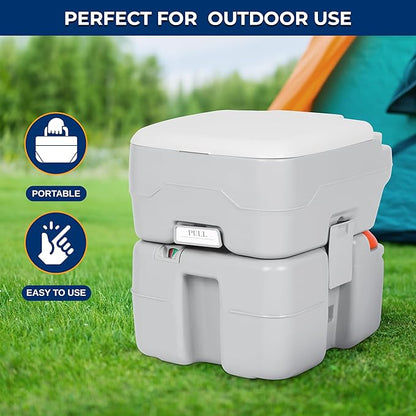 SereneLife 20L Portable Toilet for Adults, Leak Proof Camping Toilet with Detachable Waste Tank, Ideal For Camping and Other Recreational Activities, Durable and Comfortable Toilet Seat, 120 Flushes