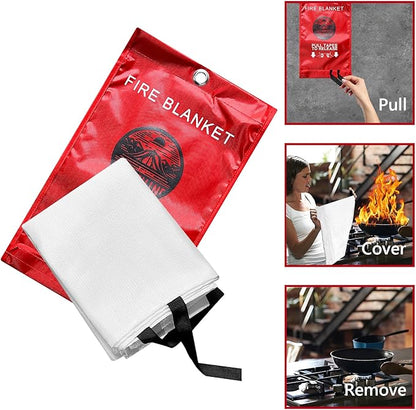 fire Blankets Emergency for Home 40" x 40" - 4 Pack, Kitchen Fire Blanket, House Emergency Fire Retardant Blanket,BBQ Camping Blanket(4)