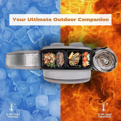 Couple Gifts 22L Picnic Basket Set, Grey Insulated Picnic Backpack for 2, Leak Proof Cooler Camping Gifts, Cool Bridal Shower Gifts Anniversary Engagement Wedding Gifts for Couples, Mr and Mrs Gifts