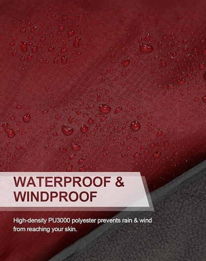 C-LIGHT Outdoor Hooded Blanket, Wearable Stadium Blankets Waterproof Windproof, Emergency Warm Blanket for Rain&Cold Weather - Perfect for Picnic, Camping, Outdoor Sports, Stadium,Beach (WineRed)