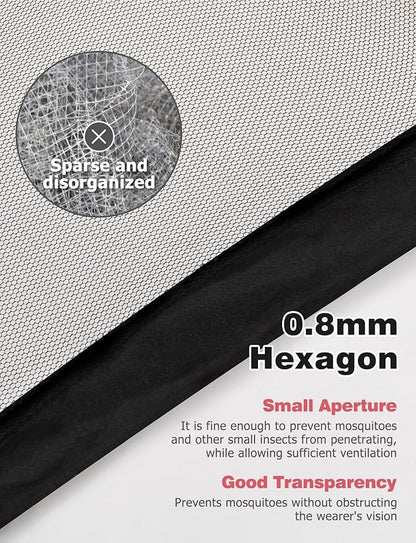 Mosquito Net Hat, 2-pack Mosquito Head Net Mesh for Outdoors Bug Net for Head Hiking Hats with Netting for Men Women