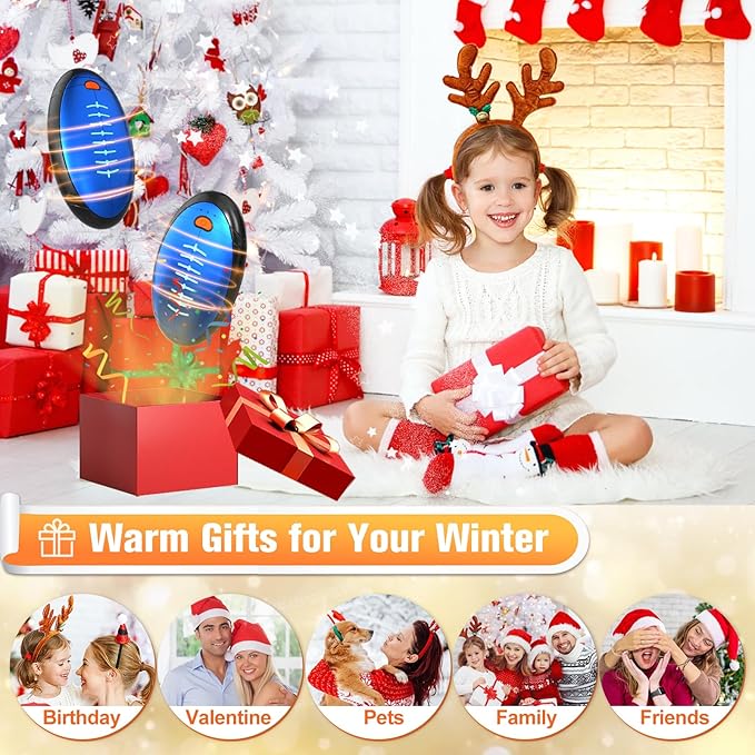 Hand Warmers Rechargeable, 2023 Newest 2 Pack Temperature Electric Portable Heater Football Shape Hand Warmer, Quick Charge Portable Hand Warmer Gift for Christmas Outdoors/Hunting/Golf/Camping