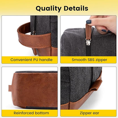 Vorspack Large Toiletry Bag Hanging Dopp Kit for Men Water Resistant Canvas Shaving Bag with Large Capacity for Travel - Dark Grey