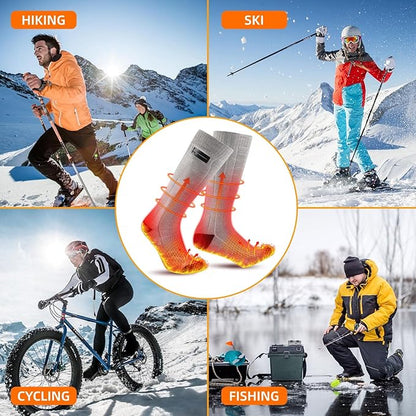 Heated Socks for Men Women, 5000mAh Rechargeable Washable Battery Operated Heating Socks, Electric Foot Warmer Thermal Socks for Hunting Camping Skiing Sports Outdoors