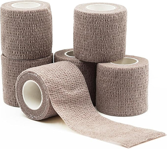 Bandages First Aid Tape - Cohesive Wrap, Adhesive Bandage, Self Adherent - Colorful (Coffee, 2-inch)