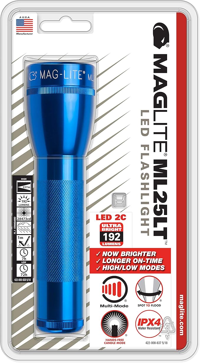 Maglite ML25LT LED 2-Cell C Flashlight, Blue