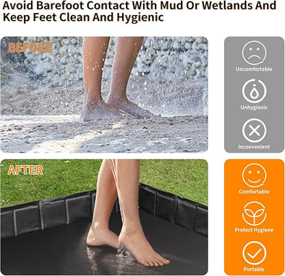 41"x41"x5" Portable Shower Pan Camping Shower Base Collapsible Temporary Shower Stall with Drain Hose Durable Foldable Basin for RV Outdoor Bathing Pets Tent Indoor Outdoor Use
