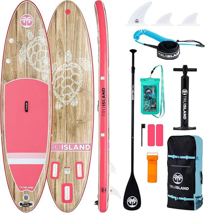 TRUISLAND Inflatable Paddle Board, Stand Up Paddle Board with Backpack, Non-Slip Thickened Deckpad, Waterproof Phone Case, Leash, Paddle, Hand Pump