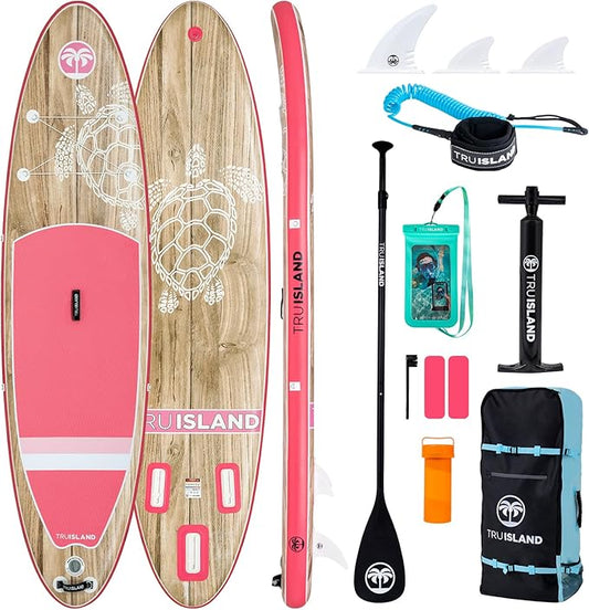TRUISLAND Inflatable Paddle Board, Stand Up Paddle Board with Backpack, Non-Slip Thickened Deckpad, Waterproof Phone Case, Leash, Paddle, Hand Pump