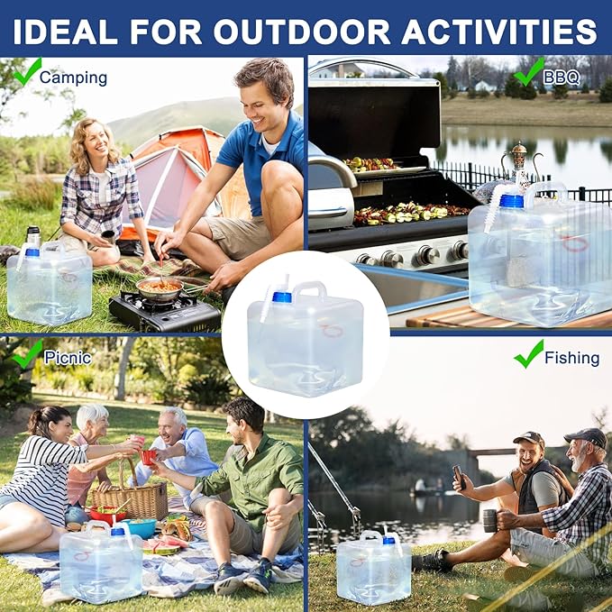 4 Pack Collapsible Water Jug for Camping, Foldable Water Storage Containers with Spigot, BPA Free Water Tank, Large Camping Water Dispenser for Emergency,Survival Kit (2.6 Gallon)