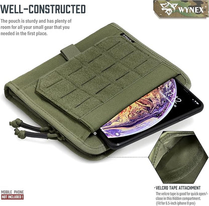 WYNEX Tactical Folding Admin Pouch, Molle Tool Bag of Laser-Cut Design, Utility Organizer EDC Medical Bag Modular Pouches Tactical Attachment Waist Pouch Include U.S Patch