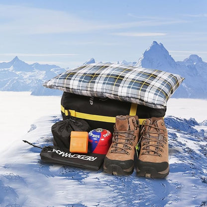REDCAMP Small Camping Pillow Lightweight and Compressible, Flannel Travel Pillow with Removable Pillow Cover, 2 Pack