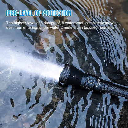 TrustFire T40R Tactical Flashlights, 1800 Lumen Flashlights High Lumens 550 Meter Beam Reach Rechargeable Flashlights Ip68 LED Flashlight 6 Modes Dual Switch Flashlights for Emergencies, EDC, Outdoor