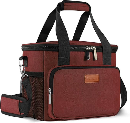 Femuar Lunch Bags for Women/Men, Insulated Lunch Bag for Work Office Picnic - Large Lunch Cooler Bag Leakproof Lunch Box with Adjustable Shoulder Strap for Adults - Red(15L)
