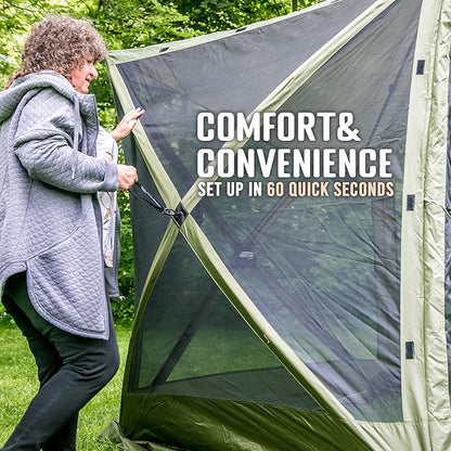 CLAM Quick Set Venture 9 x 9 Foot Portable Outdoor Camping Canopy Sunshade Shelter, Green Bundled with Wind/Sun Panels (3 Pack)