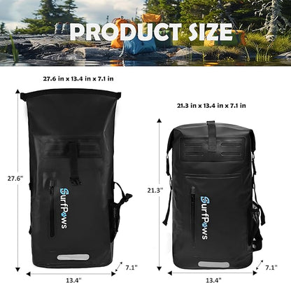 Waterproof Backpack - Outdoor Dry Bag for Boating, Camping, Rafting, Fishing, and More, with Waterproof Phone Pouch (Black, 35L)