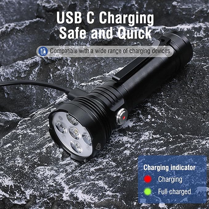 ULTRAFIRE 2500 High Lumens Rechargeable LED Mini Flashlight,Super Bright 5 Modes Tactical Flashlight,Waterproof for Camping, Outdoor, Emergency Torch Light
