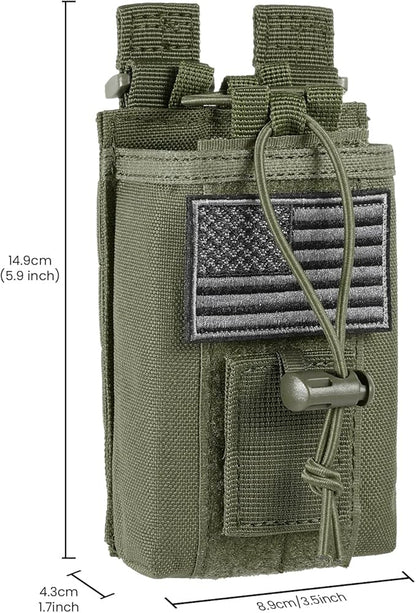 FRTKK Tactical Radio Holder Radio Holster Molle Radio Pouch Universal Radio Case Military Heavy Duty Radio Bag for Police Firefighter Two Ways Walkie Talkies Vest