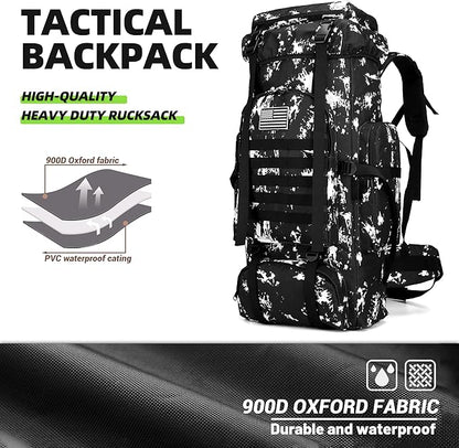 70L Camping Hiking Military Tactical Backpack Outdoor Water-Repellent Adjustable Sport Bags