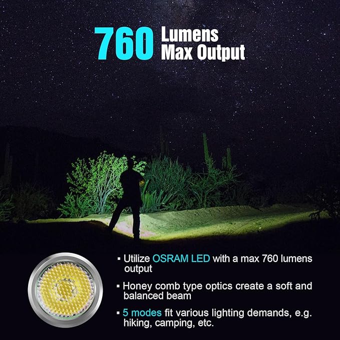 LUMINTOP AA Flashlight - 760 Lumens, Silver Fox 5 Modes, Strong Magnetic Tailcap, Perfect for Outdoor Adventure, Camping, Hiking, Emergencies, and Everyday Carry with AA Type-C Rechargeable Battery