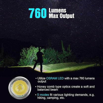 LUMINTOP AA Flashlight - 760 Lumens, Silver Fox 5 Modes, Strong Magnetic Tailcap, Perfect for Outdoor Adventure, Camping, Hiking, Emergencies, and Everyday Carry with AA Type-C Rechargeable Battery