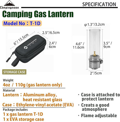CAMPINGMOON Camping Gas Lantern Gas Candle T-1D