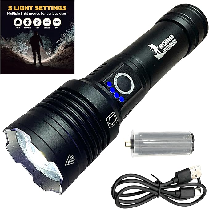 250000 Lumens Bright LED Rechargeable Flashlight 5 Modes Tactical Camping Fast Charging Waterproof (XHP50)