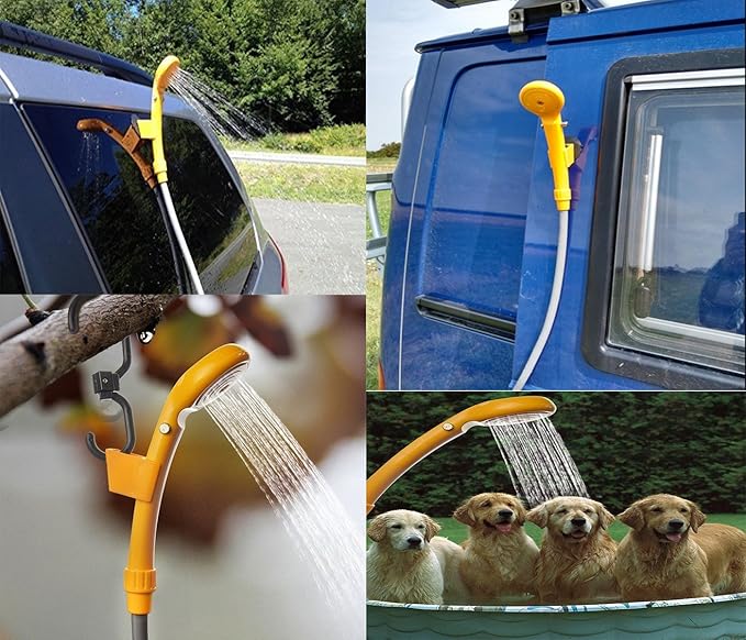 12V car cigarette lighter Portable shower electrical pump for Outdoor Camping Car washing dog cleaning blue