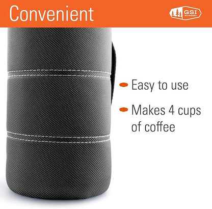 GSI Outdoors, 30 Fl Oz JavaPress, French Press Coffee Maker for Camping and Travel, Graphite