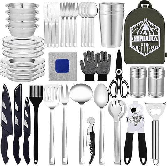 Camping Essentials Camping Accessories Gear Must Haves Camper Tent Camping Kitchen Rv Cooking Set Camping Cooking Utensils Set Supplies Gadgets Outdoor Stove Portable Picnic Gifts BBQ Stuff