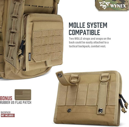 WYNEX Tactical Folding Admin Pouch, Molle Tool Bag of Laser-Cut Design, Utility Organizer EDC Medical Bag Modular Pouches Tactical Attachment Waist Pouch Include U.S Patch