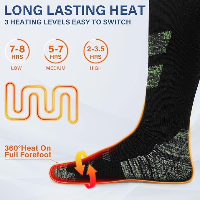 Remote Control Heated Socks for Men Women, 7.4V 2600mAh Rechargeable Electric Socks, Thermal Socks Foot Warmer for Outdoor Riding Camping Hiking Skiing by Dr.Warm