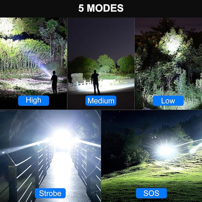 Flashlights High Lumens Rechargeable, 990000 Lumens Bright Flashlight, Powerful Flashlights With 5 Mode For Outdoor, 2pack LED High Powered Flash Light, Waterproof Flashlight For Home/Camping