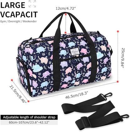 KAMO Travel Duffle Bag, Weekender Bags for Women with Shoe Compartment, Gym Bag for Women with Wet Pocket Workout Dance Tote Bag Personal Item Travel Bag with Trolley Sleeve