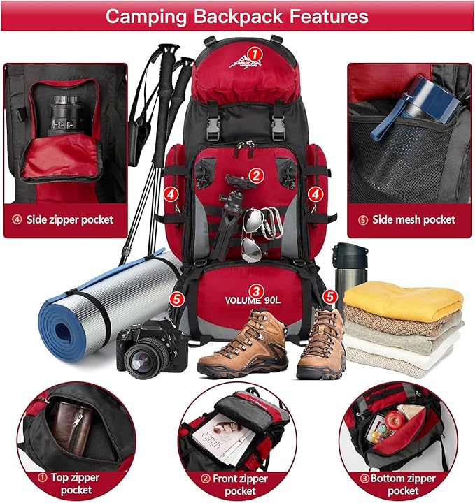 90L Large Camping Hiking Backpack,Trekking backpack,Waterproof Molle Rucksack Backpack,Sport Backpack