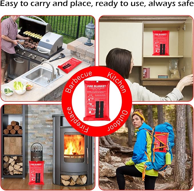 Fire Extinguishing Blanket - 6PCS Emergency Fire Blankets for Home Kitchen House Camping Car Warehouse Office Emergency Prepared Survival Safety MHt