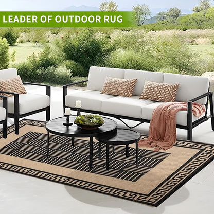 Outdoor Rug 9x12 ft Waterproof, Reversible Outdoor Plastic Straw Rug for Patios Clearance, Outdoor Area Rug Carpet RV Mat for Camping Backyard Deck Porch