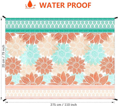 Beach Blanket Sandproof Extra Large Beach Mat Adults Waterproof Quick Drying Sand Free Mat Made by Premium Polyester with 4 Stakes & 4 Corner Pockets for Outdoor Travel Camping Hiking