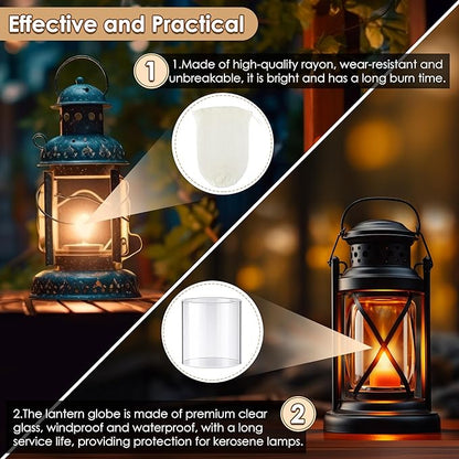 10 Pcs Propane Lantern Mantles with Glass Replacement Lantern Globe, U Shape Mantles and Standard Shape Lantern Replacement Globe, Propane Lantern Mantles Replacement Parts for Outdoor Camping