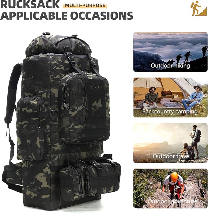 100L Camping Hiking Backpack Molle Rucksack Military Camping Backpacking Daypack