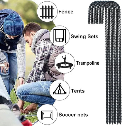 16 Inch Ground Rebar Stakes, J Hook Extra Heavy Duty Rust Proof Coated Steel Ground Anchors with Chisel Point End for Camping Tent and Canopy Tent (24)