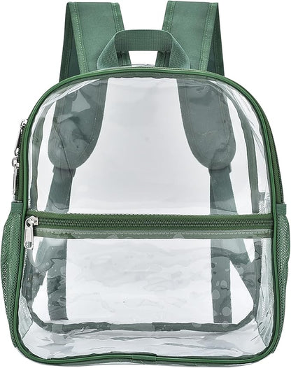 Oraben Clear Backpack for Stadium Events Clear Stadium Backpack 12x6x12 Bag (Enhanced Strap, Forest Green)