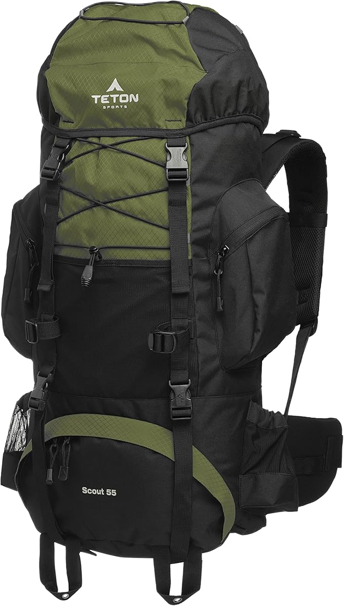 TETON 55L Scout Internal Frame Backpack for Hiking, Camping, Backpacking, Rain Cover Included