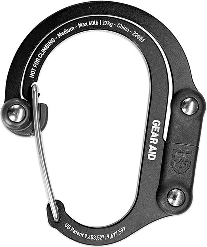GEAR AID HEROCLIP 360° Swivel Carabiner Gear Clip and Hook (Medium) for Camping, Backpack, Suitcases and Garage Organization